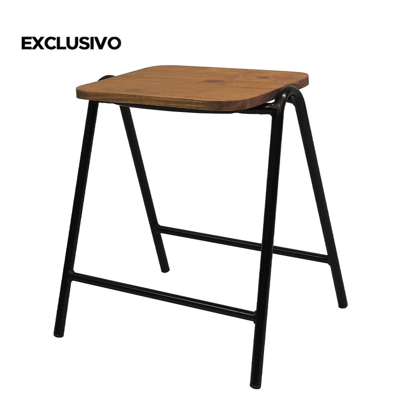 Banco Stak Decorativo Baixo Preto - Overseas