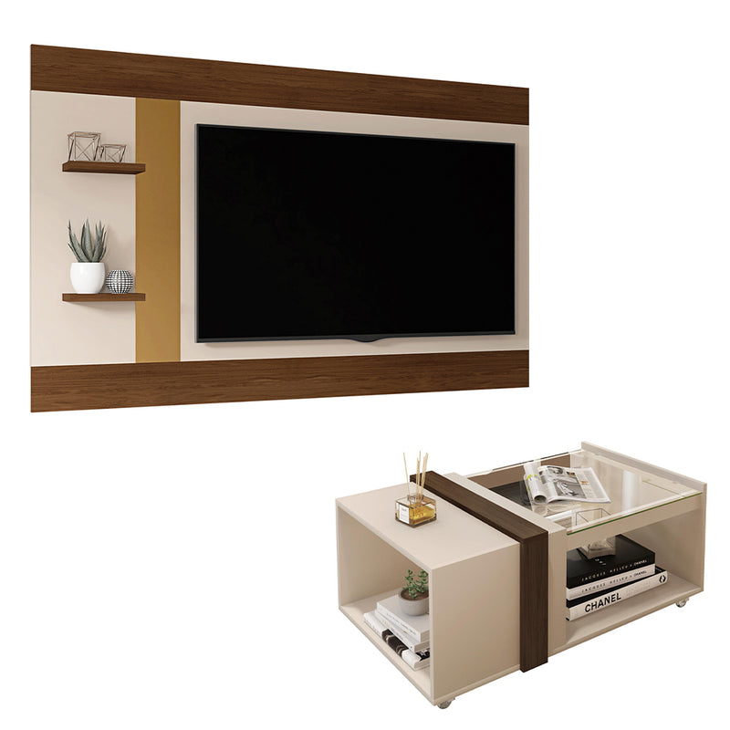 Conjunto Sala De Estar Painel Mesa Centro Discovery Caemmun