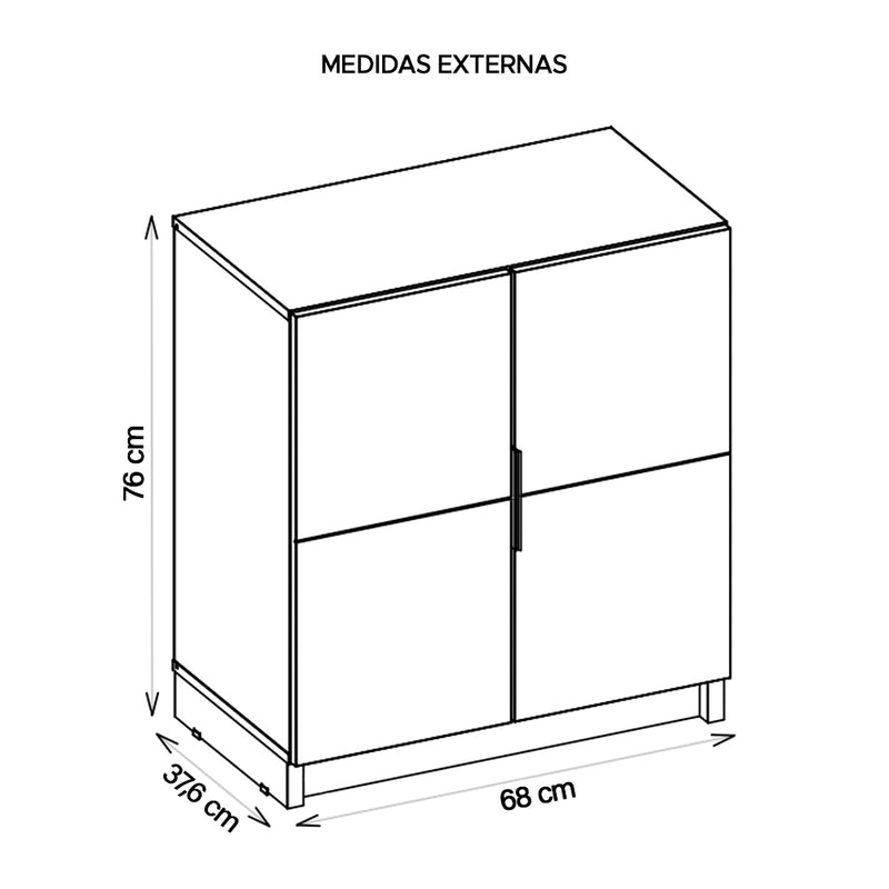 Armário Para Escritório Baixo Cubic Branco TX - Caemmun