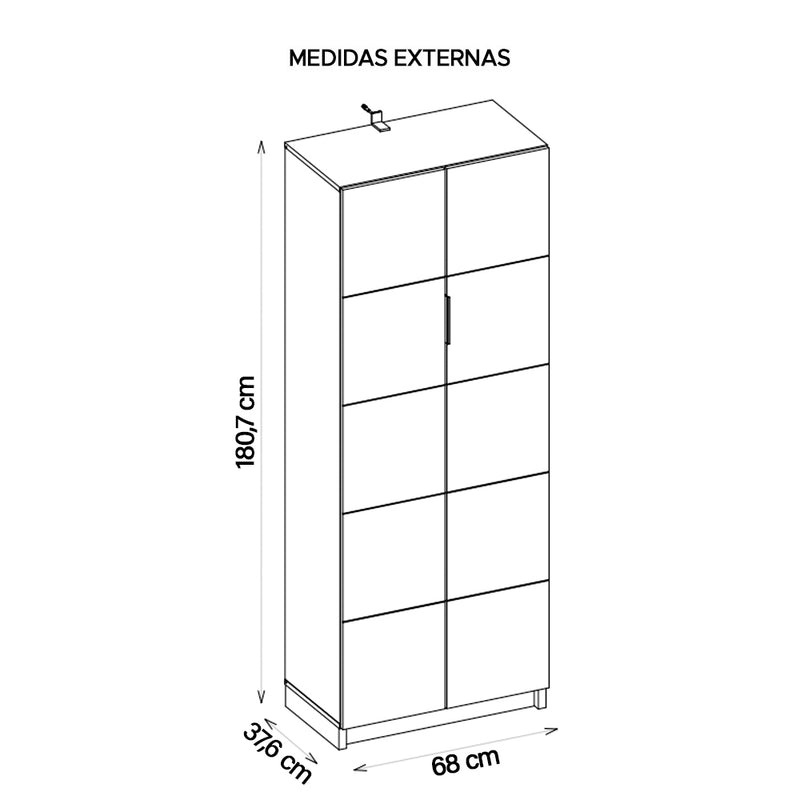 Armário Alto Escritório 2 Portas Cubic Cinza - Caemmun