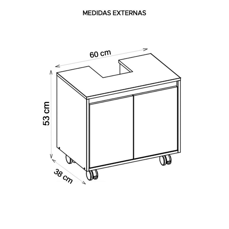 Gabinete Armário Para Banheiro Rodízios Clean Branco Caemmun