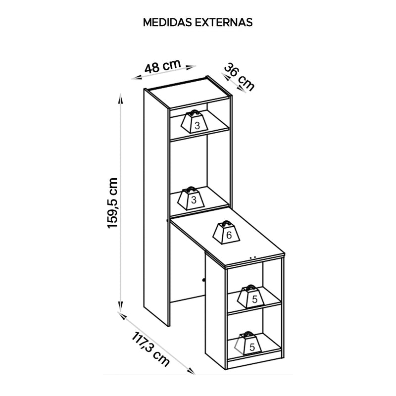 Armário Multiuso Com Mesa Auxiliar Mult Max Caemmun