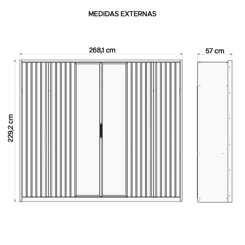 Guarda Roupa Casal 6 Portas 2 Espelhos Marrom Centurium