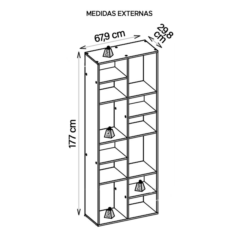 Brinquedoteca Organizadora 12 Nichos Marrom Side Caemmun