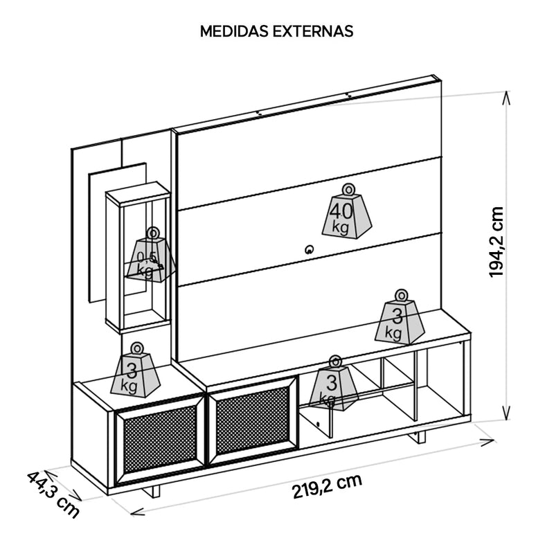 Estante Home Para TV até 65 Polegadas 2 Portas Linus Caemmun