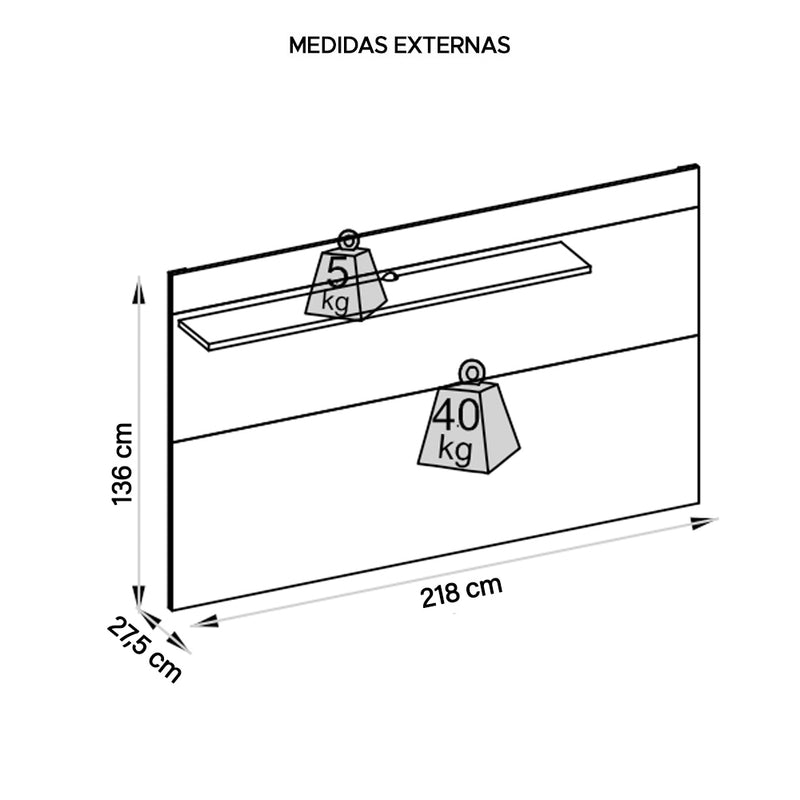 Painel Para TV Até 75 Polegadas 1 Prateleira Malha Caemmun