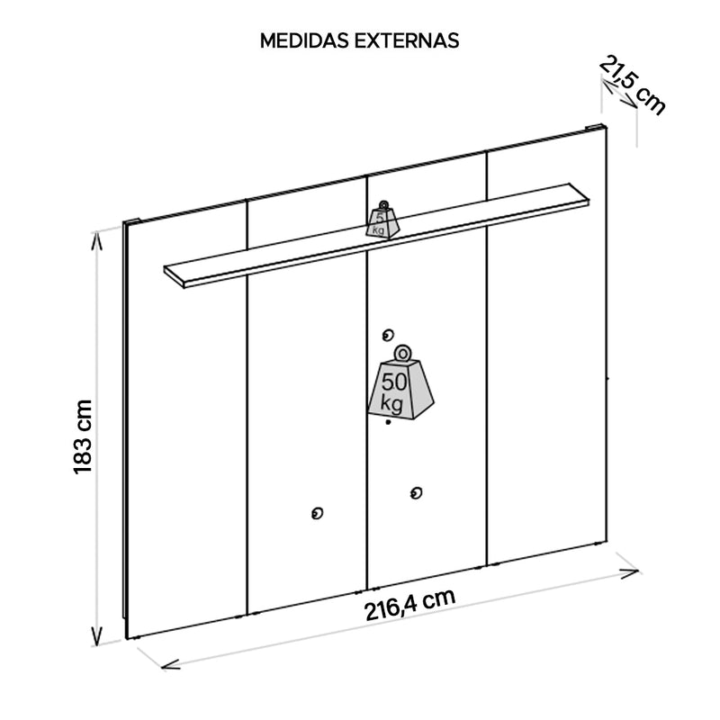 Painel Para TV até 75 Polegadas Soberano 216 Cm Caemmun