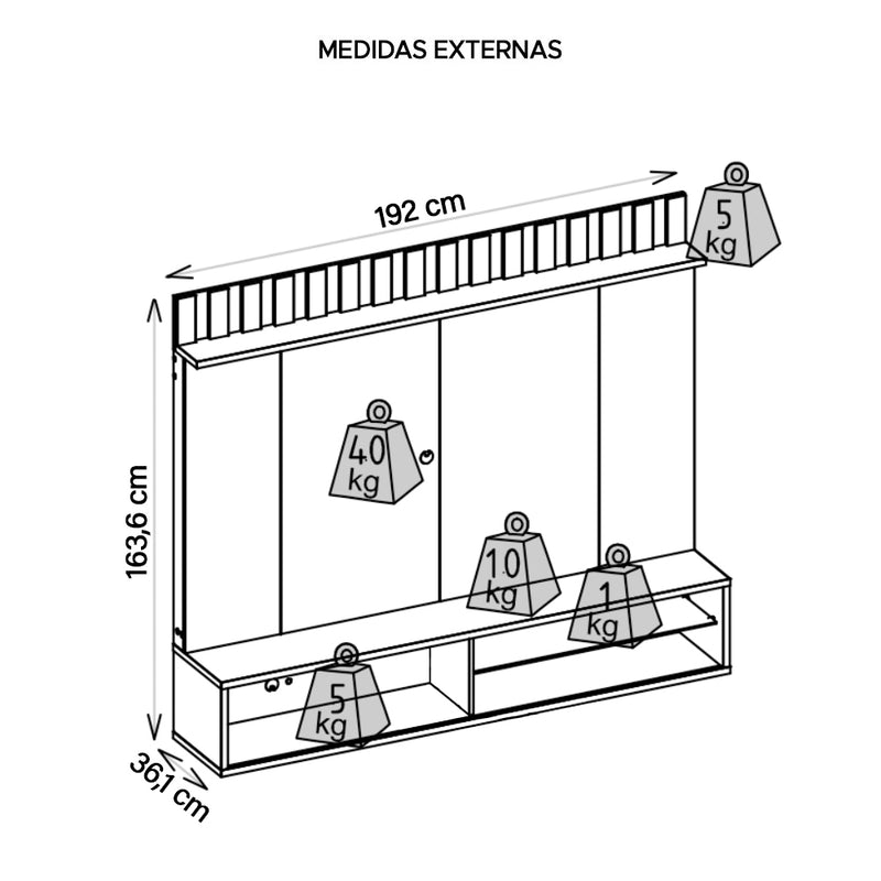 Painel Bancada Para TV até 75 Polegadas Thunder Caemmun