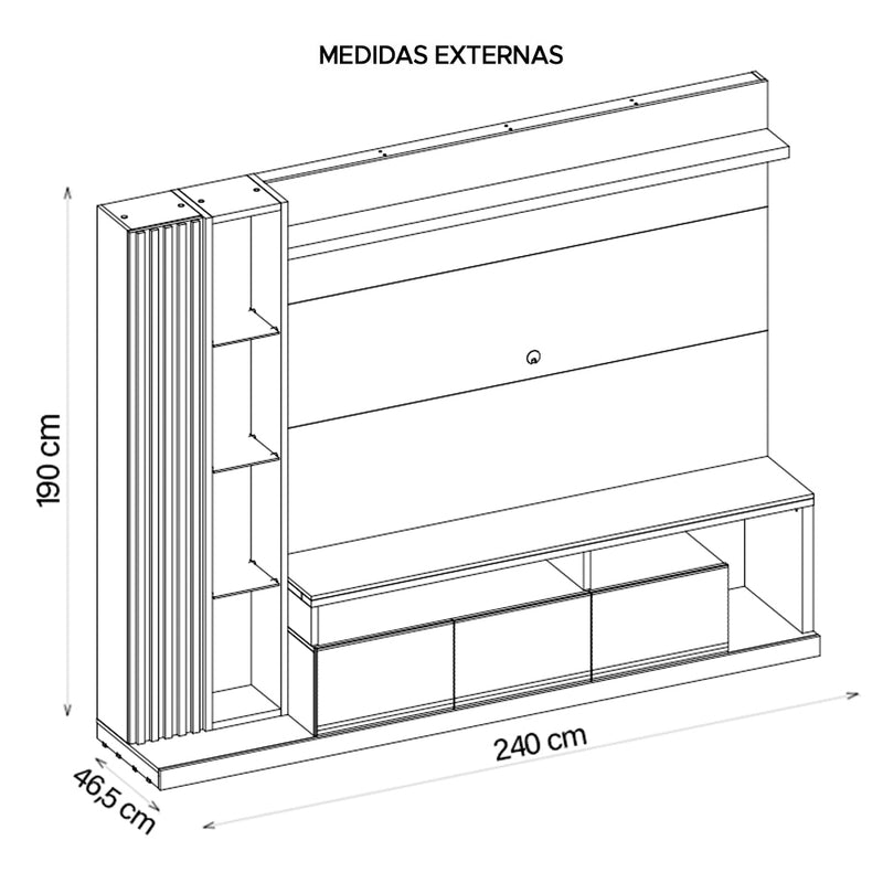 Painel Home Theater Para TV 75 Polegadas Splendido Caemmun