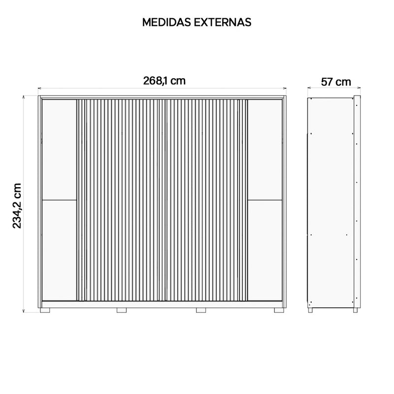 Guarda Roupa Casal 6 Portas 2 Espelhos Marrom Proximus