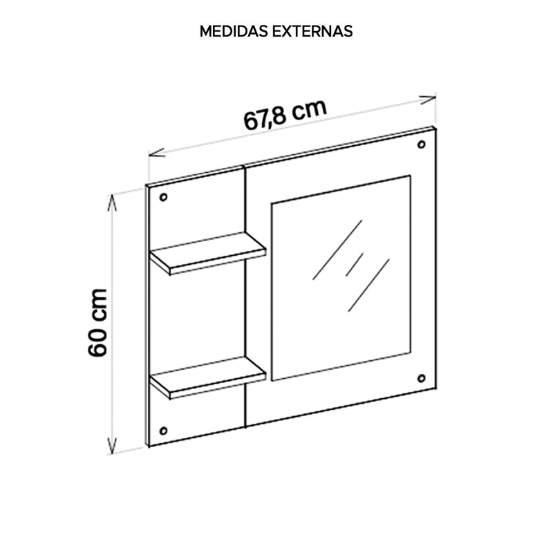 Painel Espelho Multifuncional Banheiro Branco Towel Caemmun