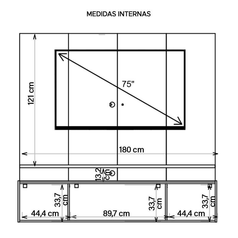 Painel Para TV até 75 Polegadas Intense 183 Cm Caemmun