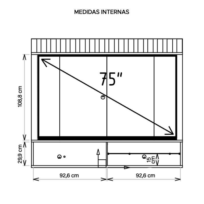 Painel Bancada Para TV até 75 Polegadas Thunder Caemmun