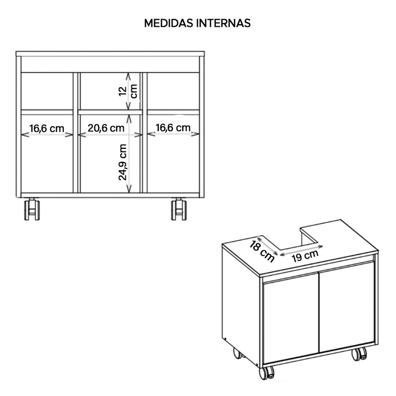 Gabinete Armário Para Banheiro 2 Portas Clean Branco Caemmun