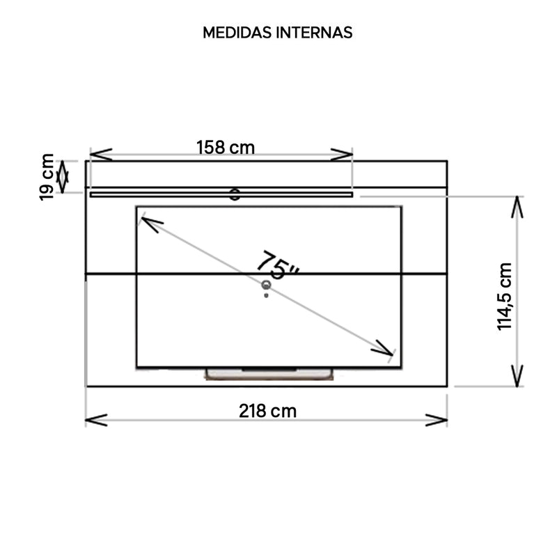 Painel Para TV Até 75 Polegadas 1 Prateleira Malha Caemmun