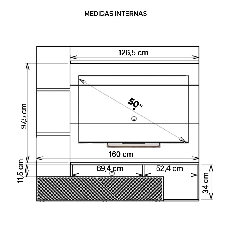 Painel Bancada Para TV até 50 Polegadas Marrom Inbox Caemmun