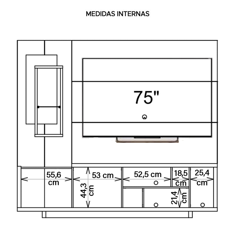 Estante Home Para TV até 65 Polegadas 2 Portas Linus Caemmun