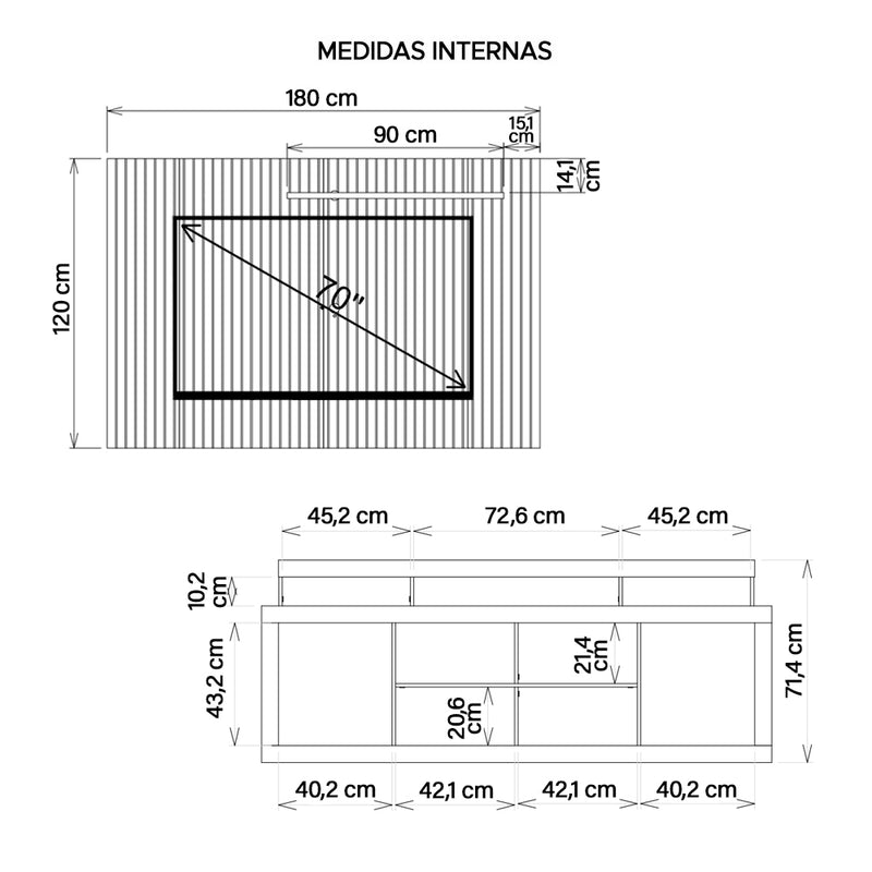 Rack E Painel Para TV até 70 Polegadas Marrom Sun Caemmun