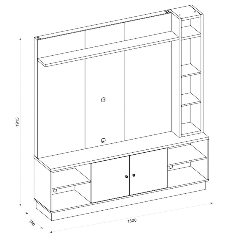 Estante Home Theater Até 65 Polegadas Pilar Buriti Caemmun