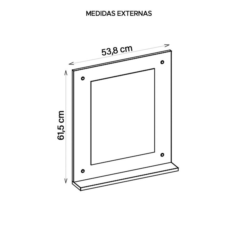 Painel Espelho Multifuncional Banheiro Branco Clean Caemmun