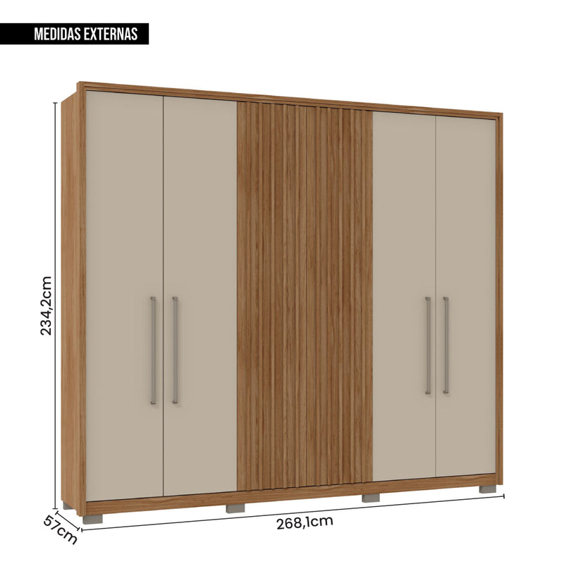 Guarda Roupa Casal Comodus 6 Portas 4 Gavetas Marrom Caemmun