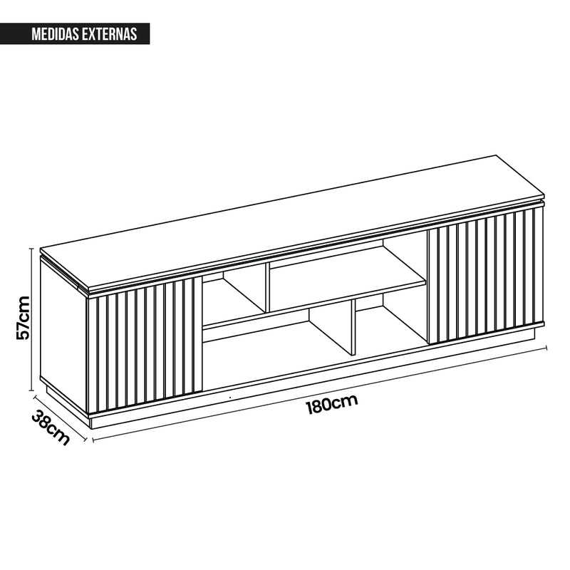 Bancada Rack Tv Até 75 Polegadas 2 Portas Sky Marrom Caemmun