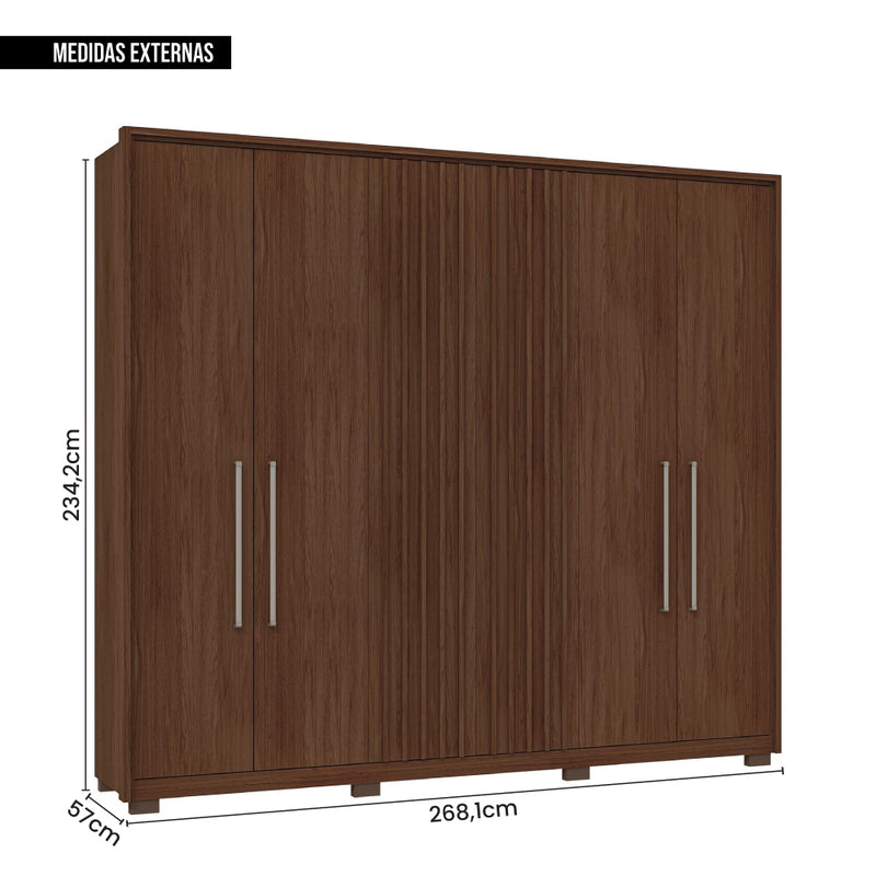 Guarda Roupa Casal Comodus 6 Portas 4 Gavetas Marrom Caemmun