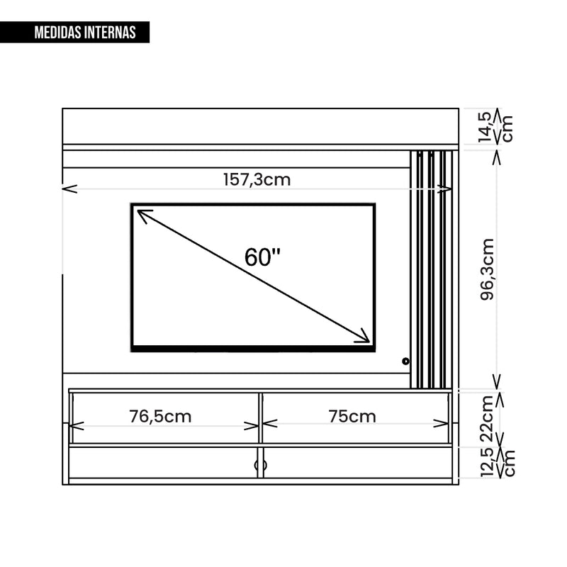 Painel Para TV Até 60 Polegadas Vivenda Cinza Caemmun