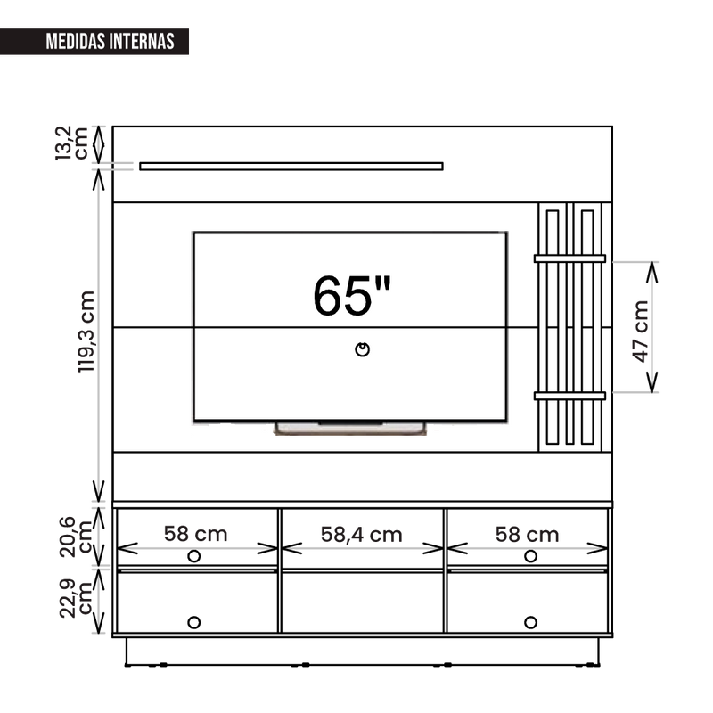 Estante Home Para TV Até 65 Polegadas 2 Portas Clap Caemmun