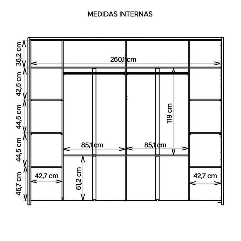 Guarda Roupa Casal Maximus 6 Portas 6 Gavetas Marrom Caemmun