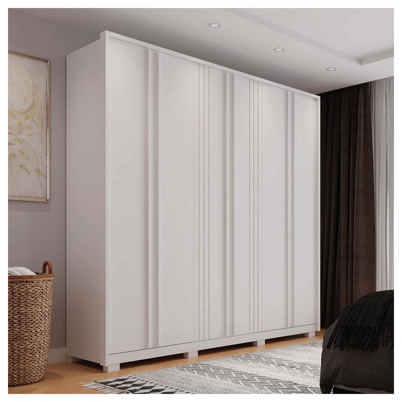 Guarda Roupa Casal Mozart 6 Portas 4 Gavetas Branco Caemmun