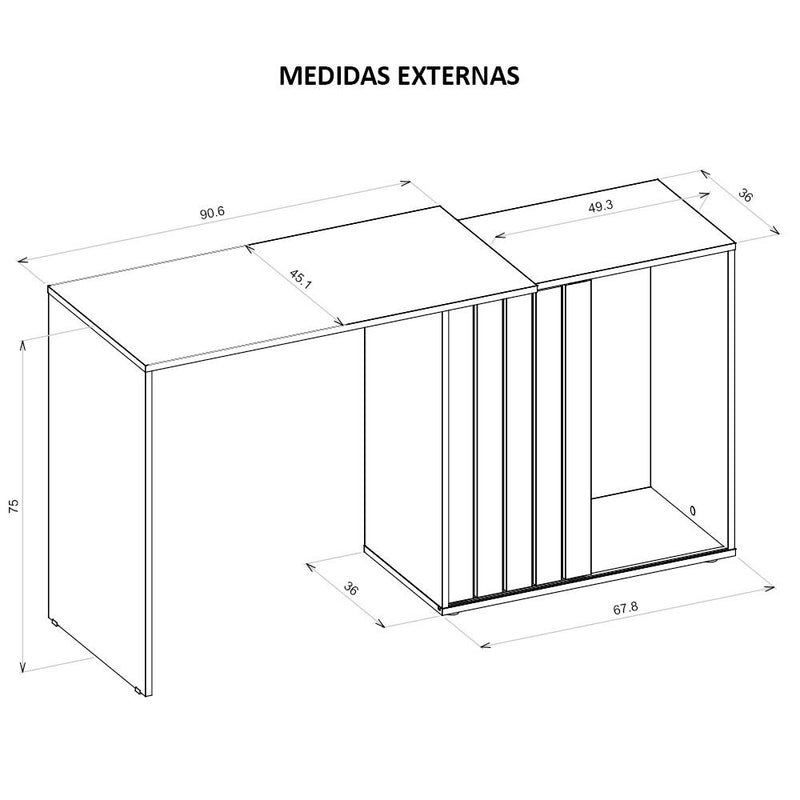 Mesa De Computador Com Porta De Correr Future Branca Caemmun