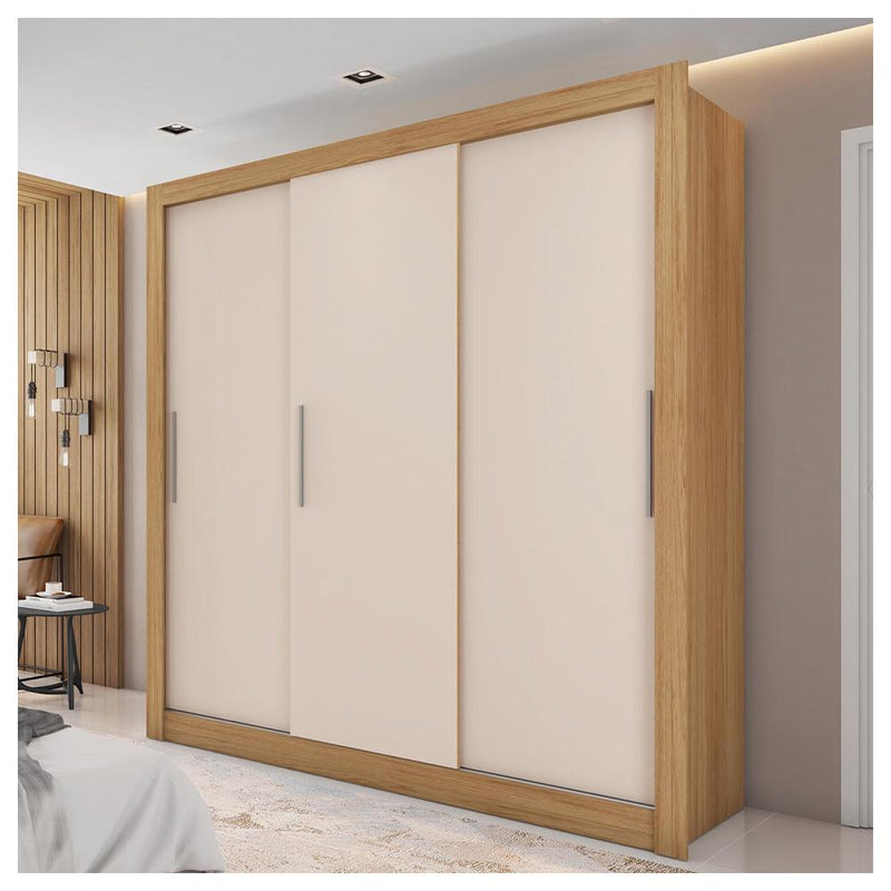 Guarda Roupa 3 Portas 4 Gavetas Marrom New Glass Caemmun