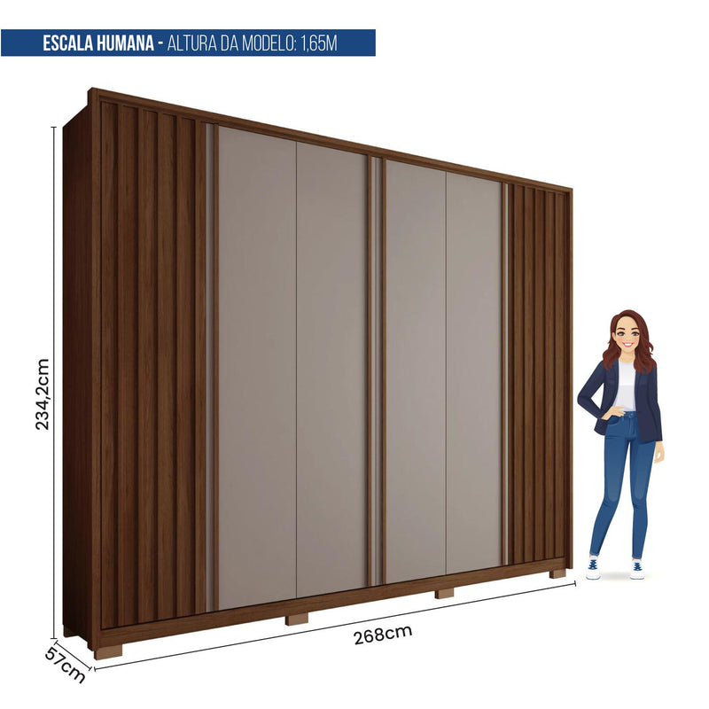 Guarda Roupa Casal Grande 6 Portas 4 Gavetas Marrom Apollo