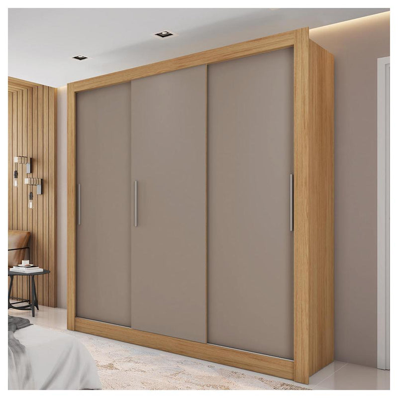 Guarda Roupa 3 Portas E 2 Gavetas Marrom New Glass Caemmun