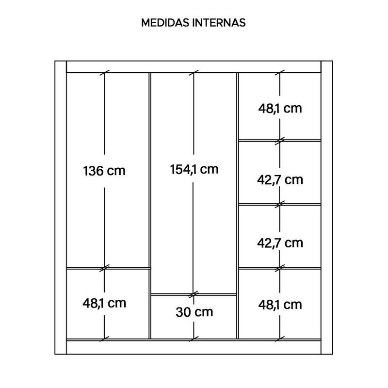 Guarda Roupa 3 Portas E 2 Gavetas Marrom New Glass Caemmun