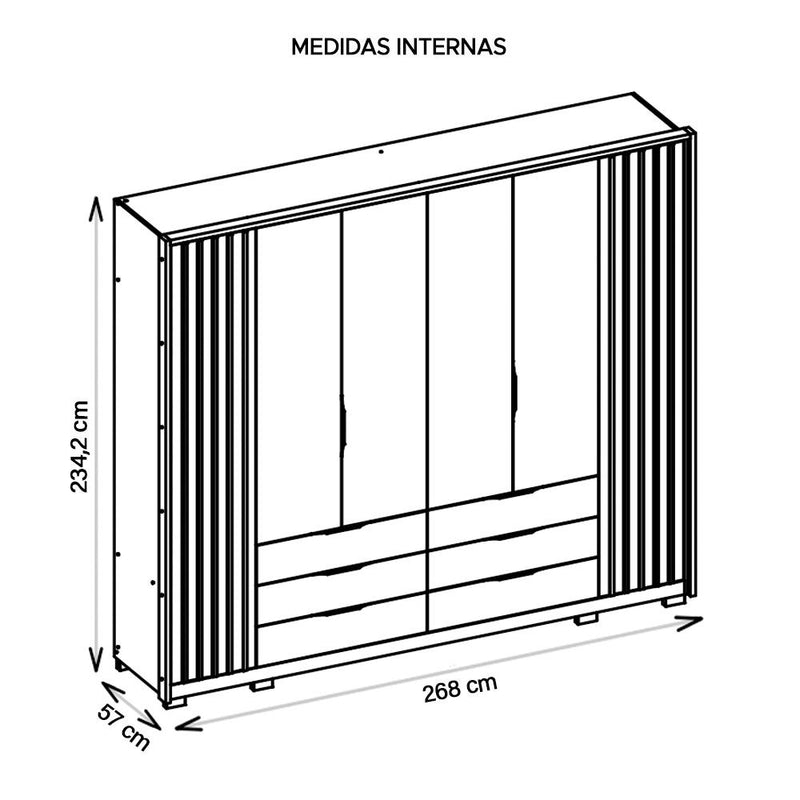 Guarda Roupa Casal Maximus 6 Portas 6 Gavetas Marrom Caemmun