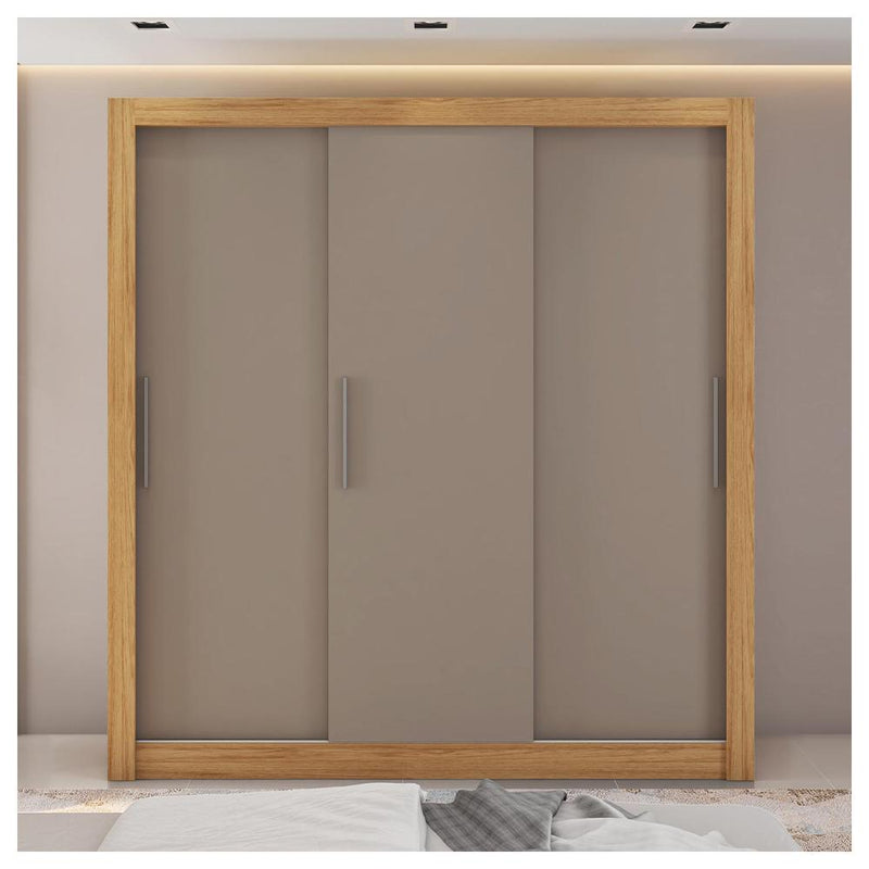 Guarda Roupa 3 Portas 4 Gavetas Marrom New Glass Caemmun