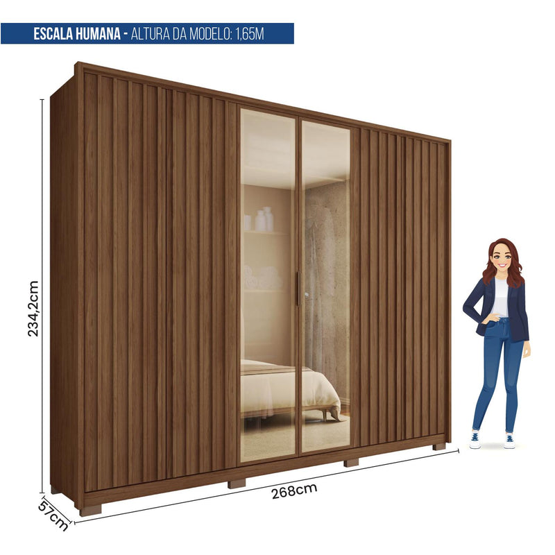 Guarda Roupa Casal 6 Portas 4 Gavetas Centurium Marrom