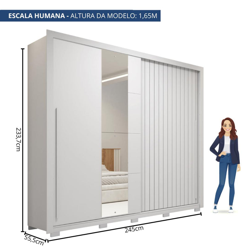 Guarda Roupa Casal 2 Portas 4 Gavetas Romanus Branco Caemmun