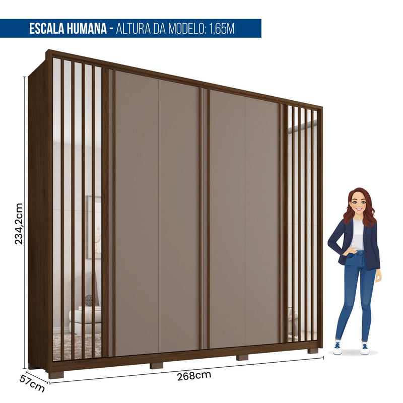 Guarda Roupa Casal Grande 6 Portas 4 Gavetas Marrom Orfeus