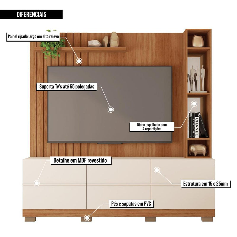 Estante Home Para TV até 70 Polegadas Marrom Space Caemmun