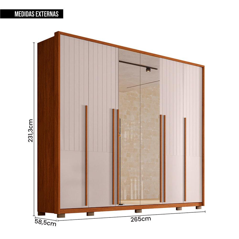 Guarda Roupa Casal Quintus Lux 6 Portas 2 Espelho Caemmun