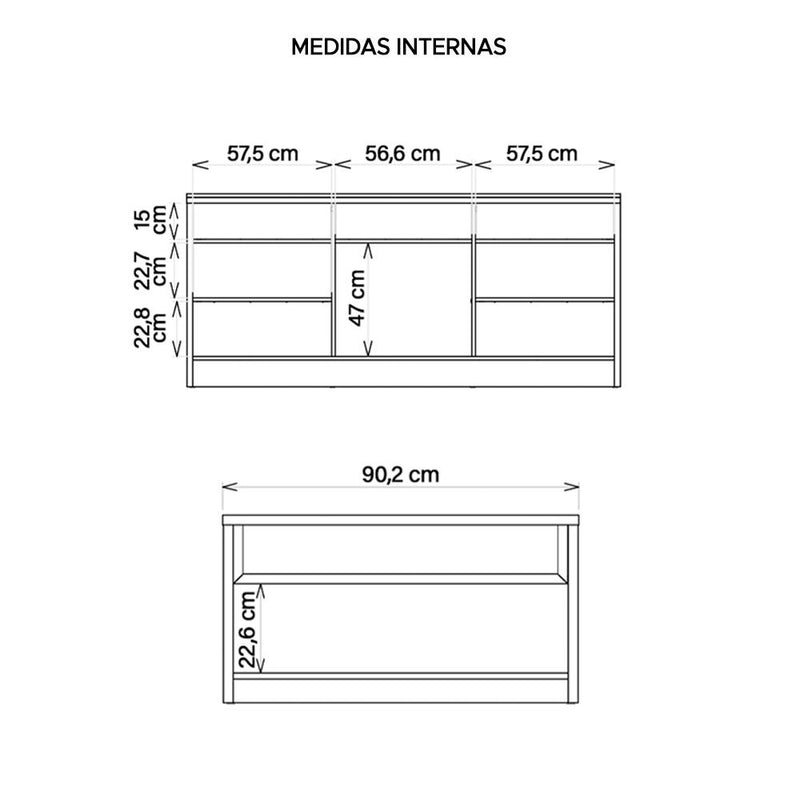 Kit Conjunto Sala de Estar Buffet Mesa Vectro Caemmun