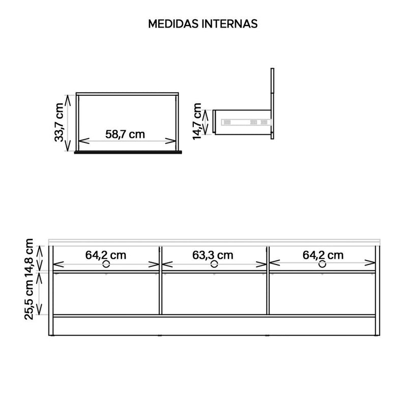 Rack Bancada Tv Até 75 Polegadas 3 Gavetas Vectro Caemmun