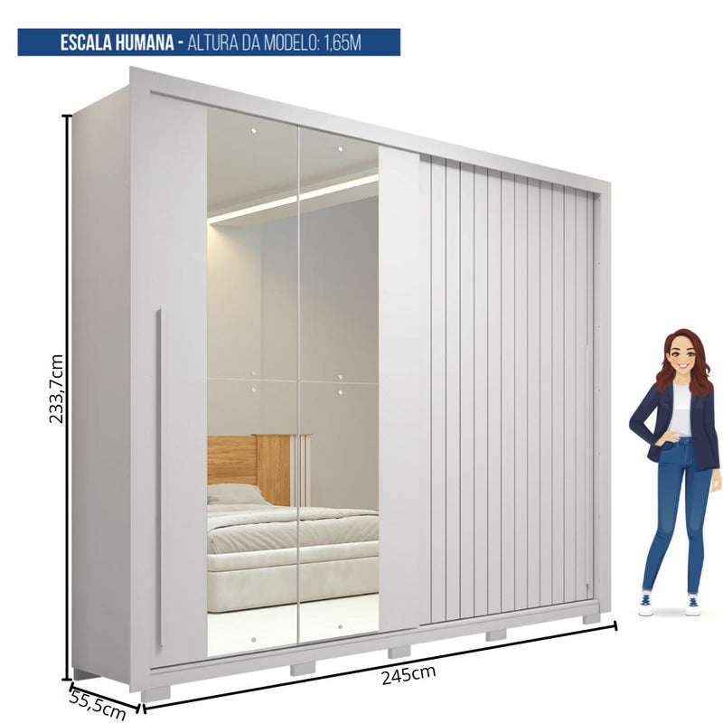 Guarda Roupa Casal 2 Portas 4 Gavetas Branco Romanus Caemmun